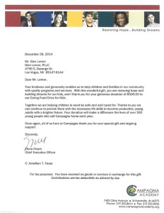 Thank You Letter from Campagna Academy