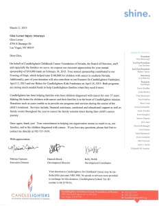 Thank You Letter from Candlelighters Childhood Cancer Foundation