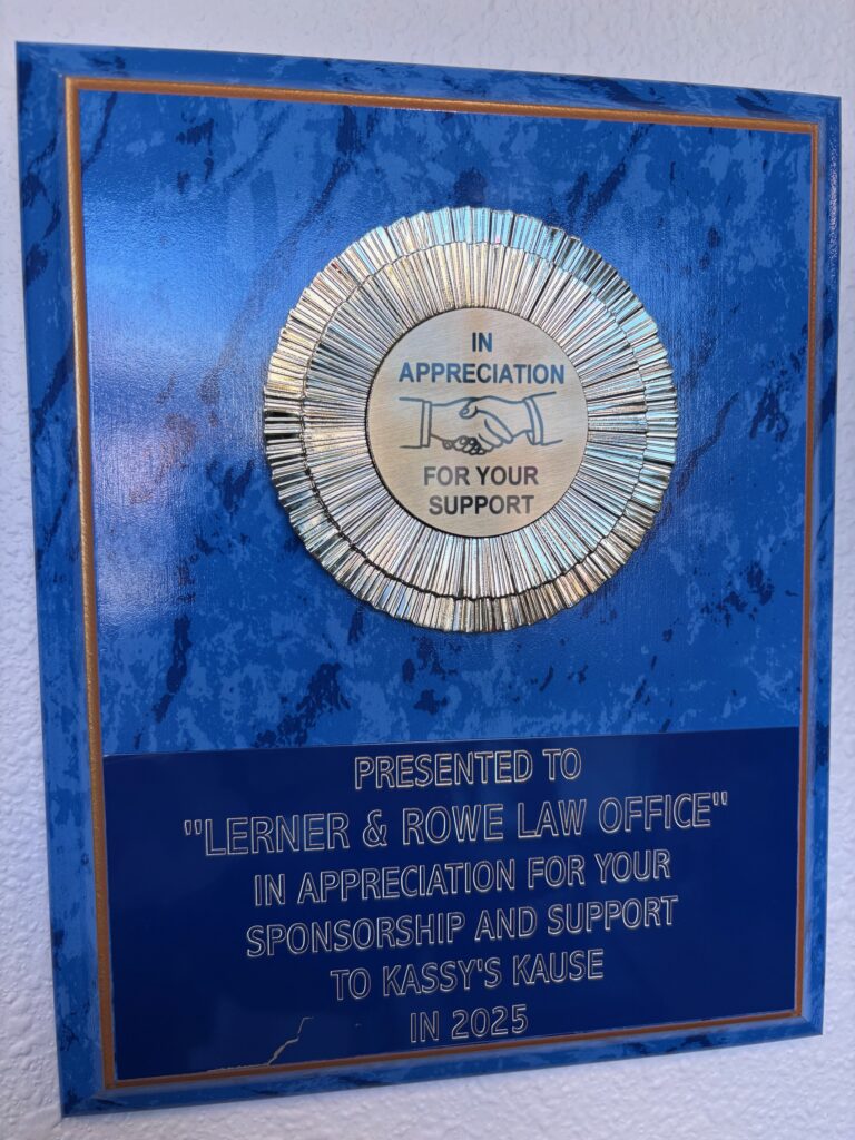 Kassy’s Kause Gala 2025 award plaque