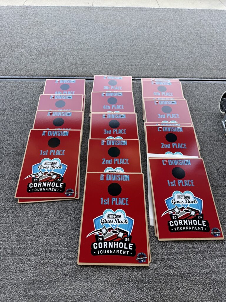 Winner plaques for Crown Point Cornhole Tournament